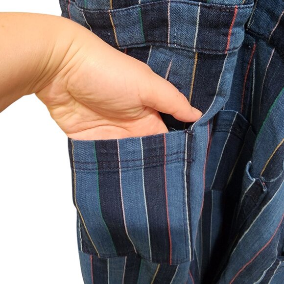 Anthropologie Blue Striped Women's Jeans Overalls size 16 but fits like size 12 - Picture 8 of 14